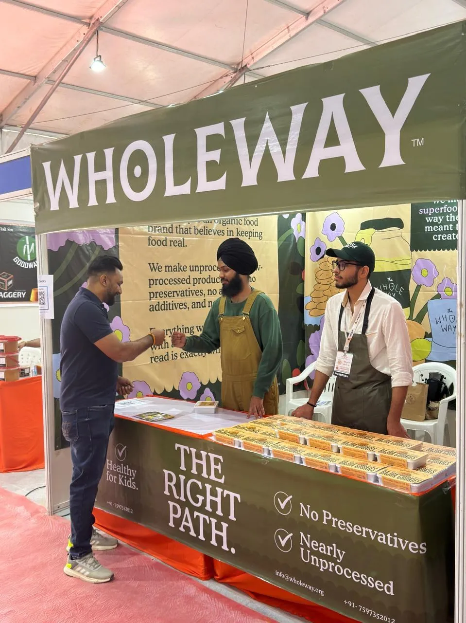 A visitor at the Wholeway “The Right Path” counter